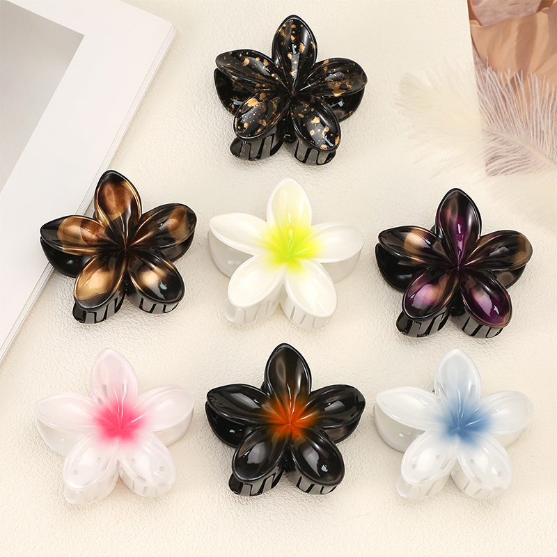 Plumeria Injected Plastic Hair Claw Clip