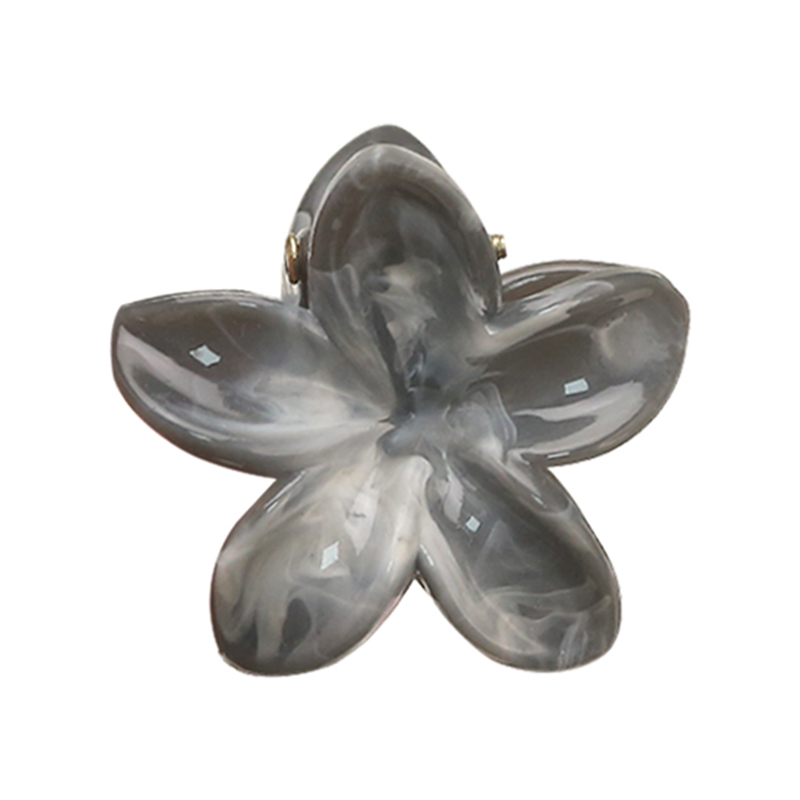 Smooth Plumeria Marble Injected Plastic Hair Claw Clip