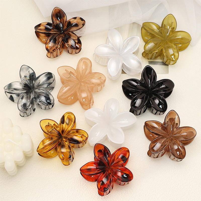 Plumeria Injected Plastic Hair Claw Clip