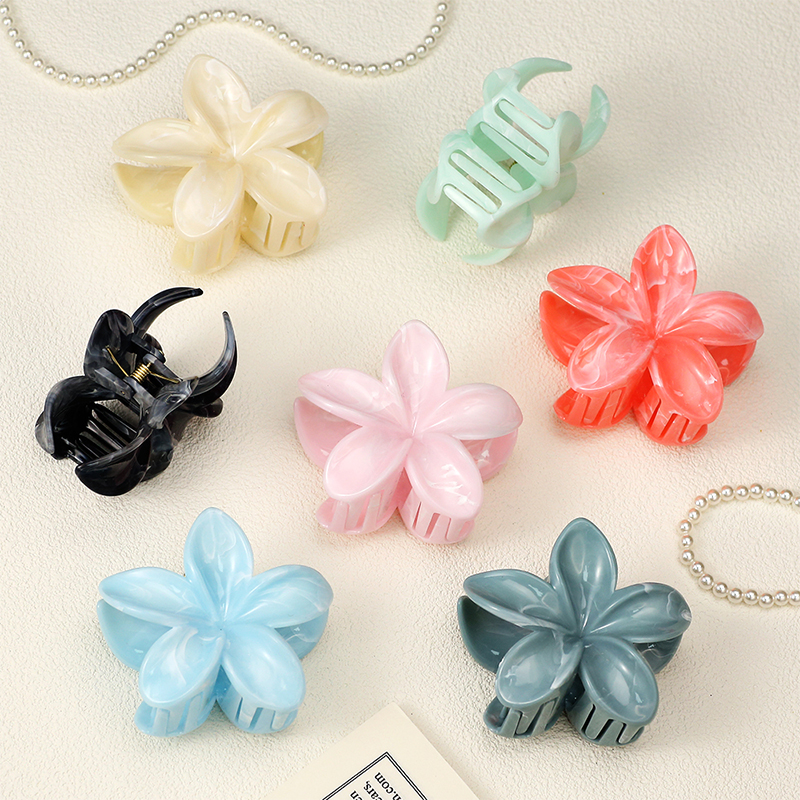 Plumeria Injected Plastic Hair Claw Clip