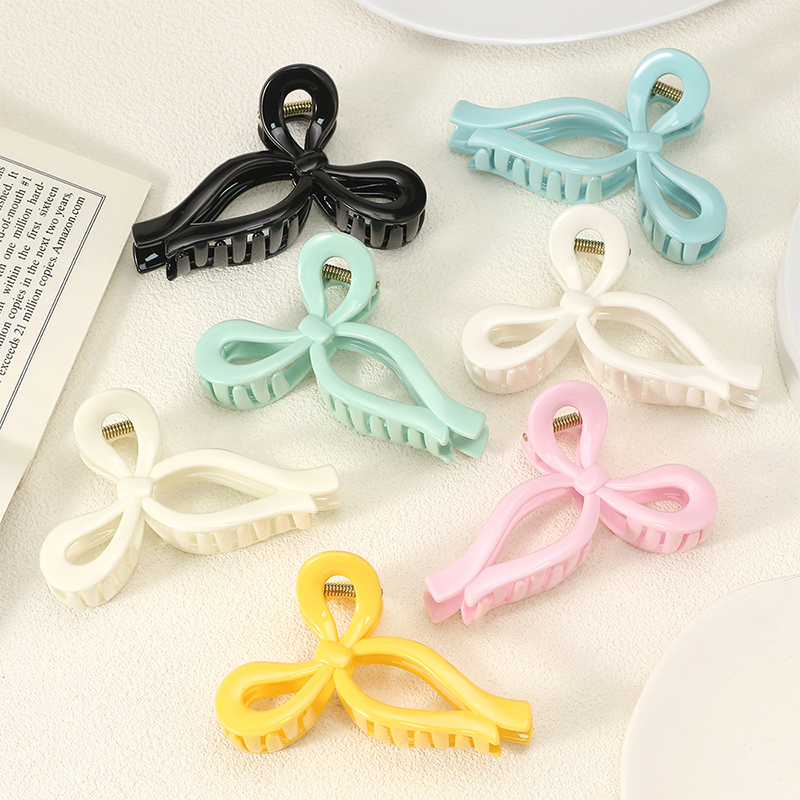 Bowknot Shiny Injected Plastic Hair Claw Clip