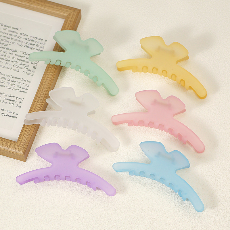 Plastic hair claw clip with long butterfly injection