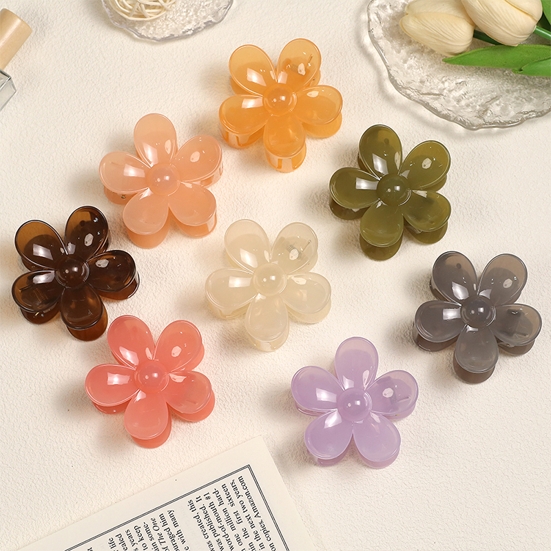 Five-Petal Flower Injected Plastic Hair Claw Clip