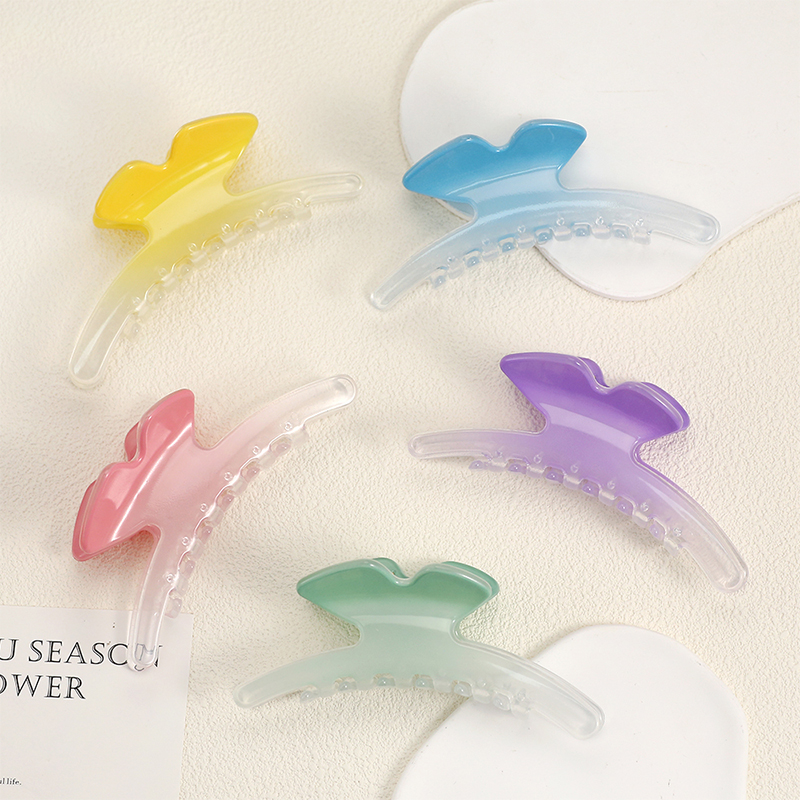 Plastic hair claw clip with long butterfly injection