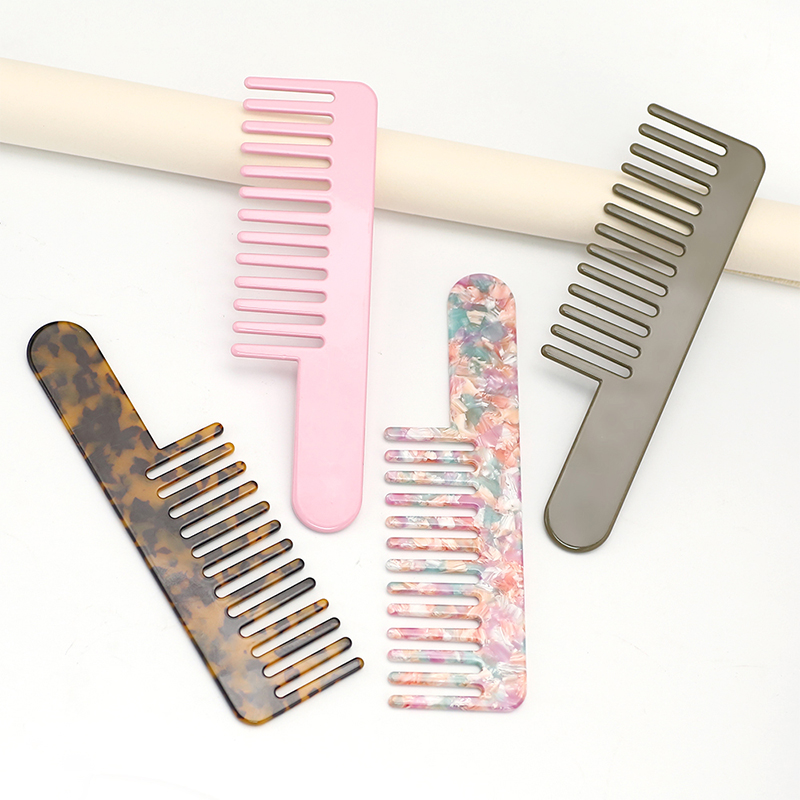 Round Short Handle Acetate Comb