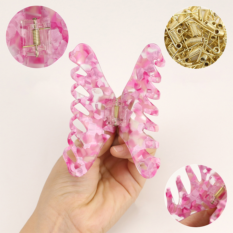 Staggered Helical Teeth Acetate Hair Claw Clip