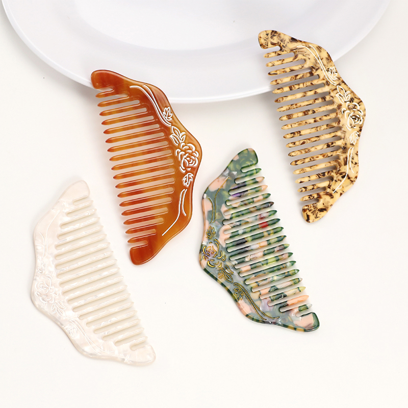 Semi-Circular Shape Acetate Comb With Pattern