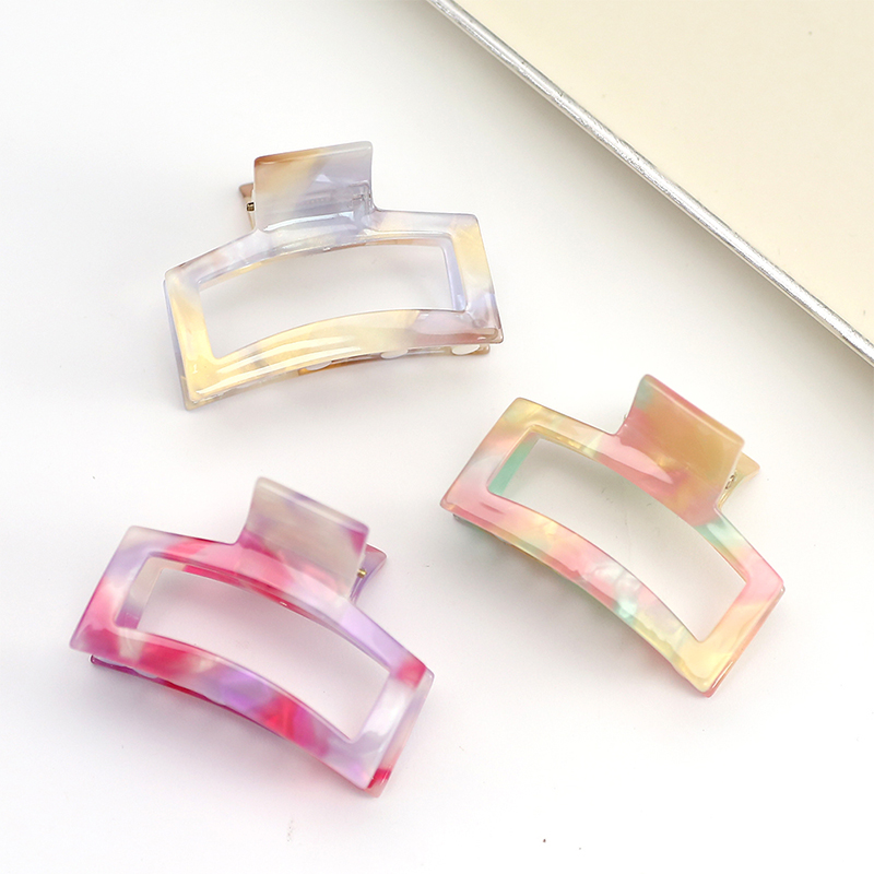 Curved Rectangle Acetate Hair Claw Clip