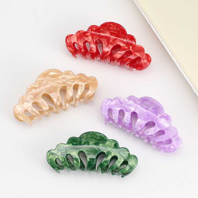Fan-Shaped Curved Teeth Acetate Hair Claw Clip