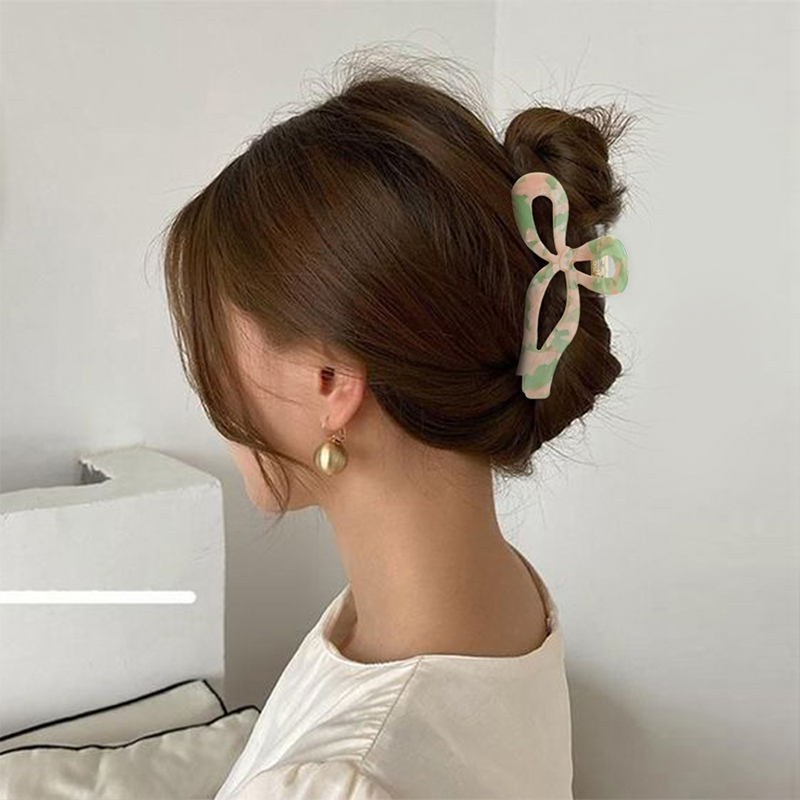 Vertical Decorative Bow Acetate Hair Claw Clip
