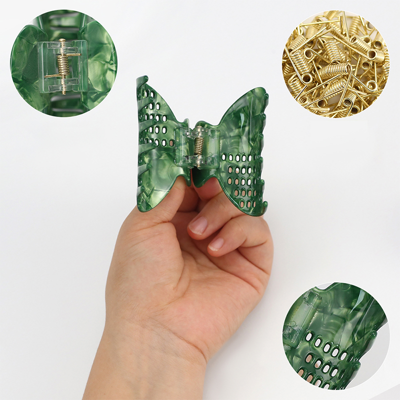 Fan-Shaped Acetate Hair Claw Clip  With Grid On The Surface