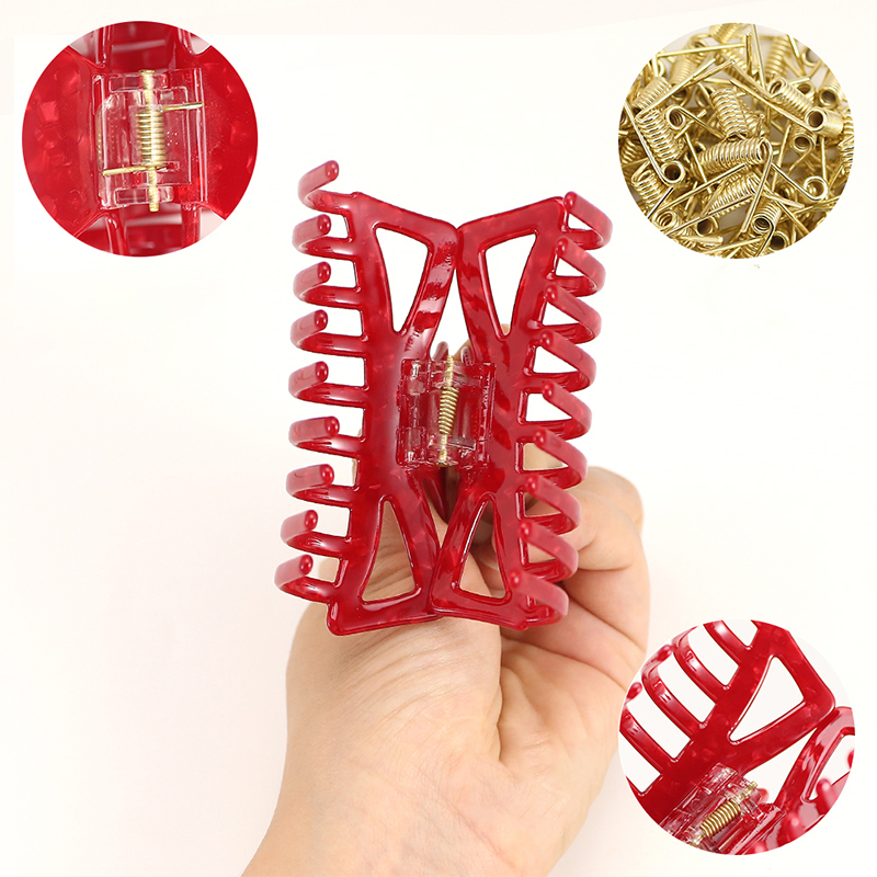 Staggered Long Teeth Acetate Hair Claw Clip