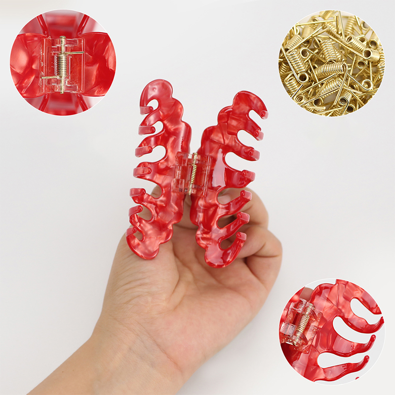 Fan-Shaped Curved Teeth Acetate Hair Claw Clip