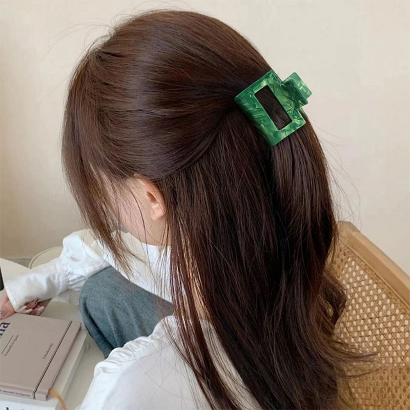 Square Acetate Hair Claw Clip With Opening