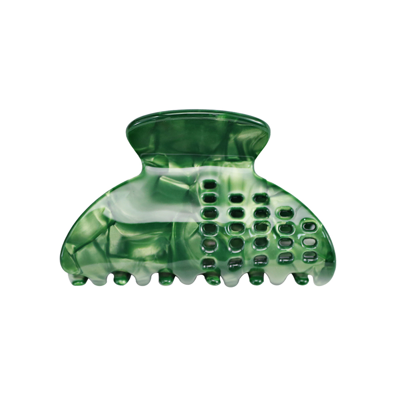 Fan-Shaped Acetate Hair Claw Clip  With Grid On The Surface