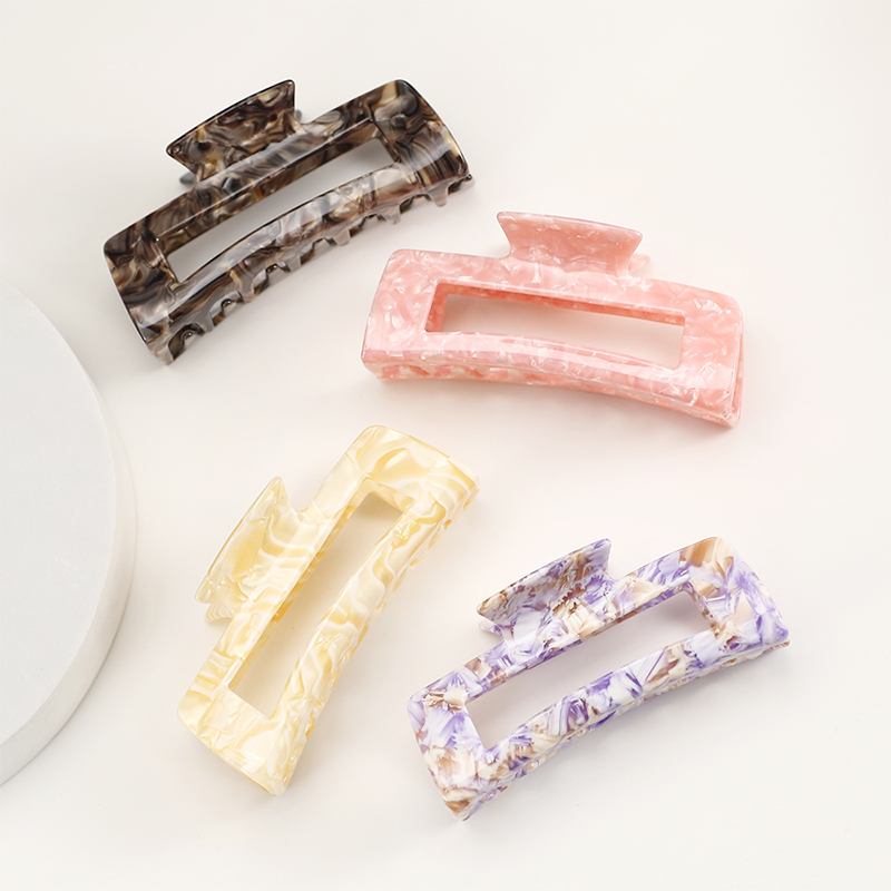 Rectangular Box Acetate Hair Claw Clip