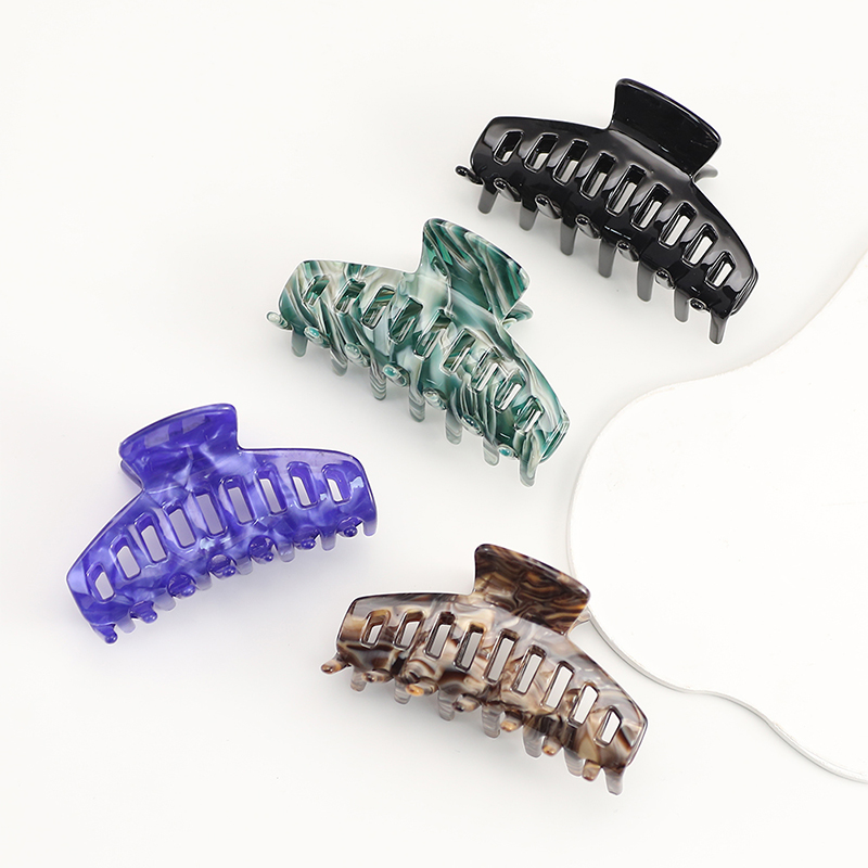 Grid Long Teeth Acetate Hair Claw Clip