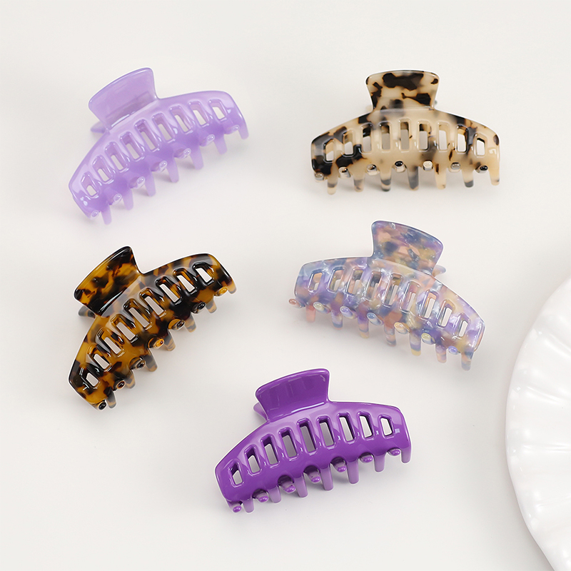 Grid Long Teeth Acetate Hair Claw Clip