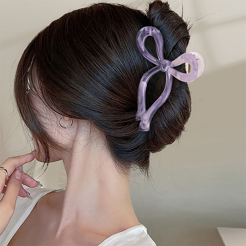 Bowknot Shiny Injected Plastic Hair Claw Clip