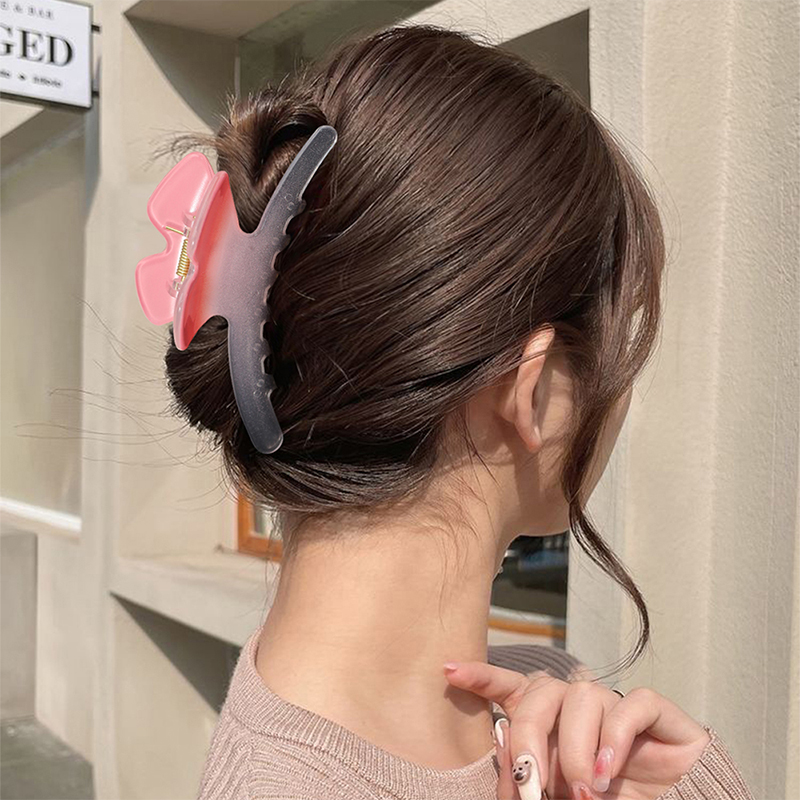 Plastic hair claw clip with long butterfly injection