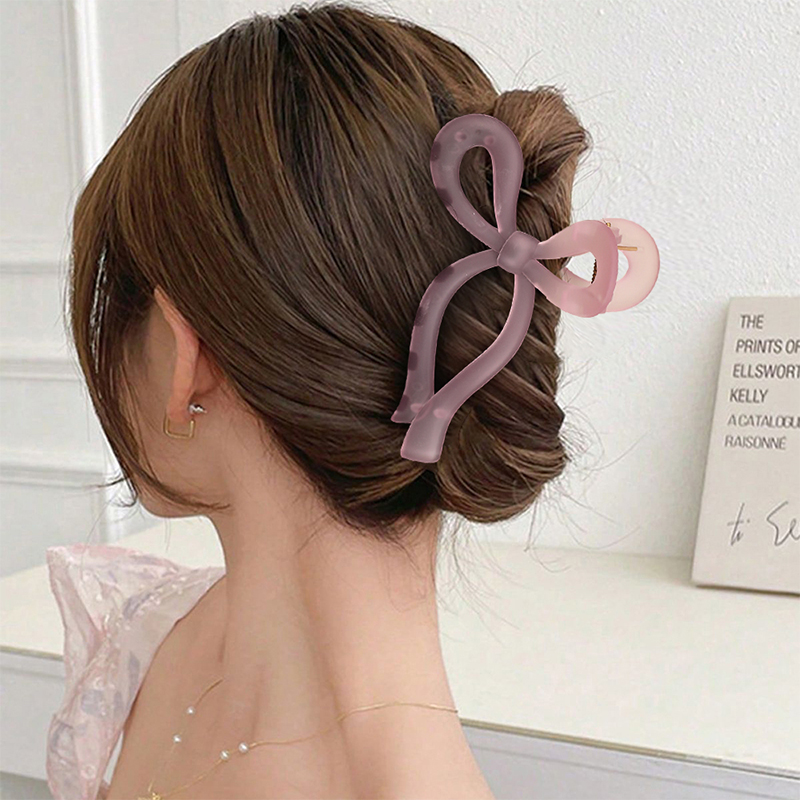 Bowknot Shiny Injected Plastic Hair Claw Clip
