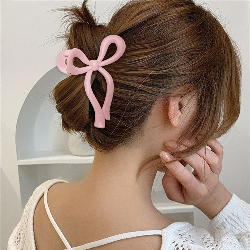 Bowknot Shiny Injected Plastic Hair Claw Clip
