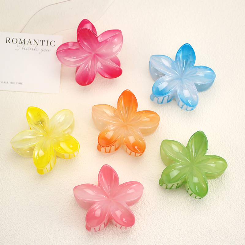 Plumeria Injected Plastic Hair Claw Clip