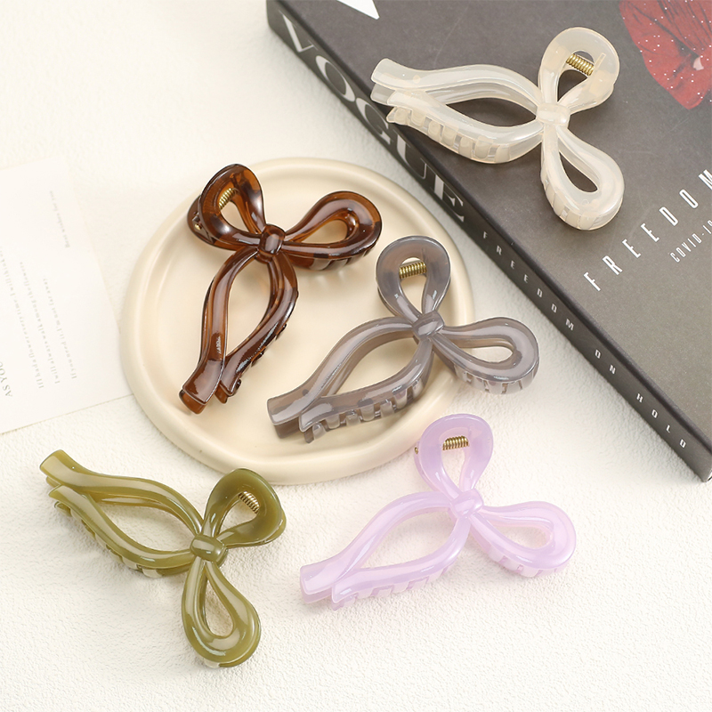 Bowknot Shiny Injected Plastic Hair Claw Clip