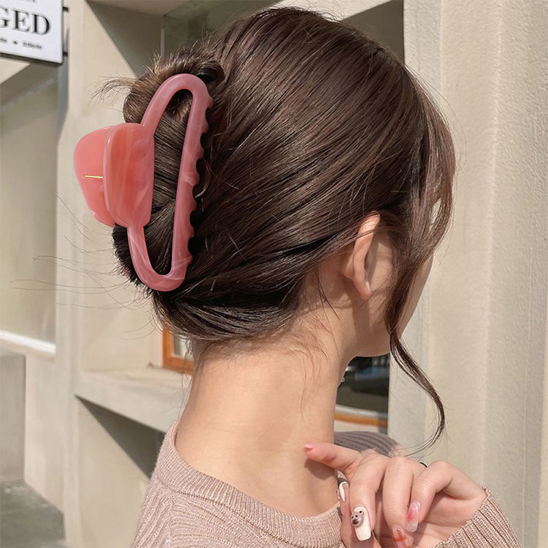 Oval Butto Injected Plastic Hair Claw Clip