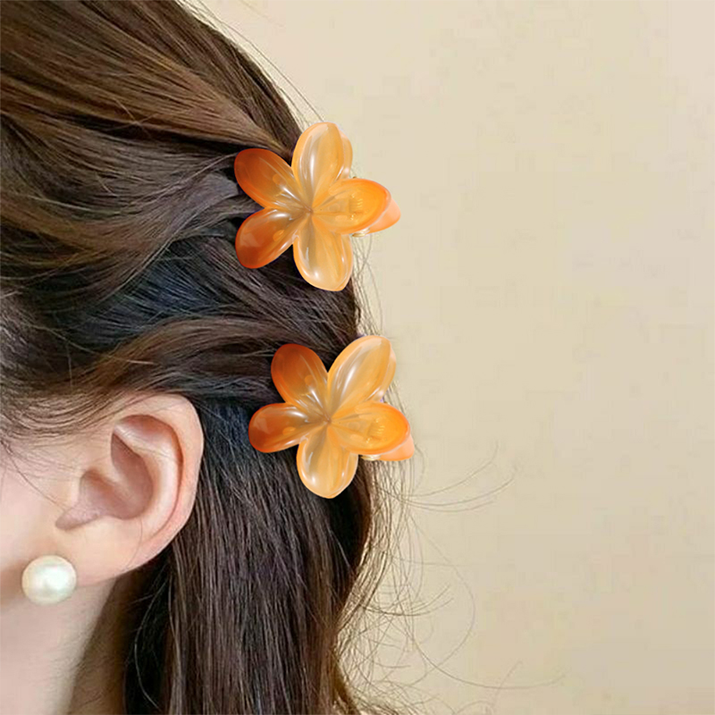 Smooth Plumeria Marble Injected Plastic Hair Claw Clip