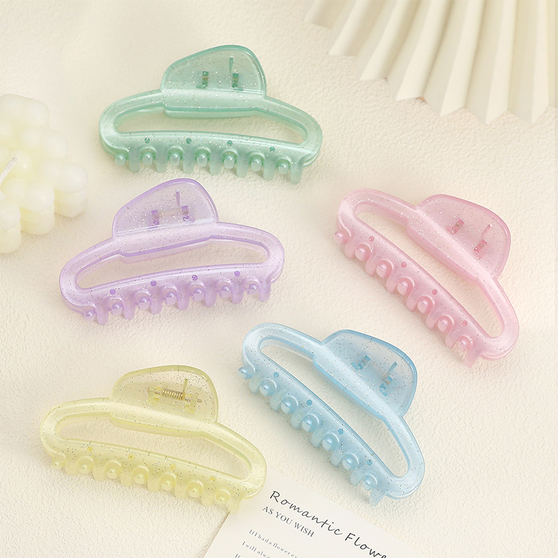 Oval Butto Injected Plastic Hair Claw Clip