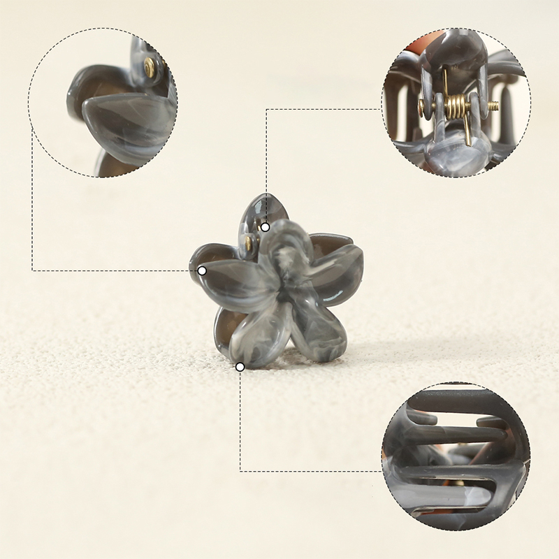 Smooth Plumeria Marble Injected Plastic Hair Claw Clip
