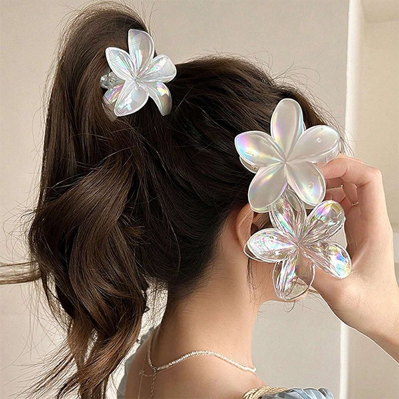 Plumeria Injected Plastic Hair Claw Clip