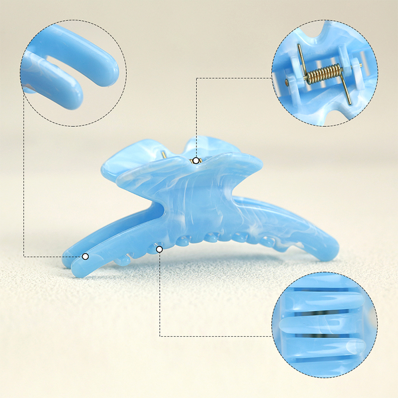 Plastic hair claw clip with long butterfly injection