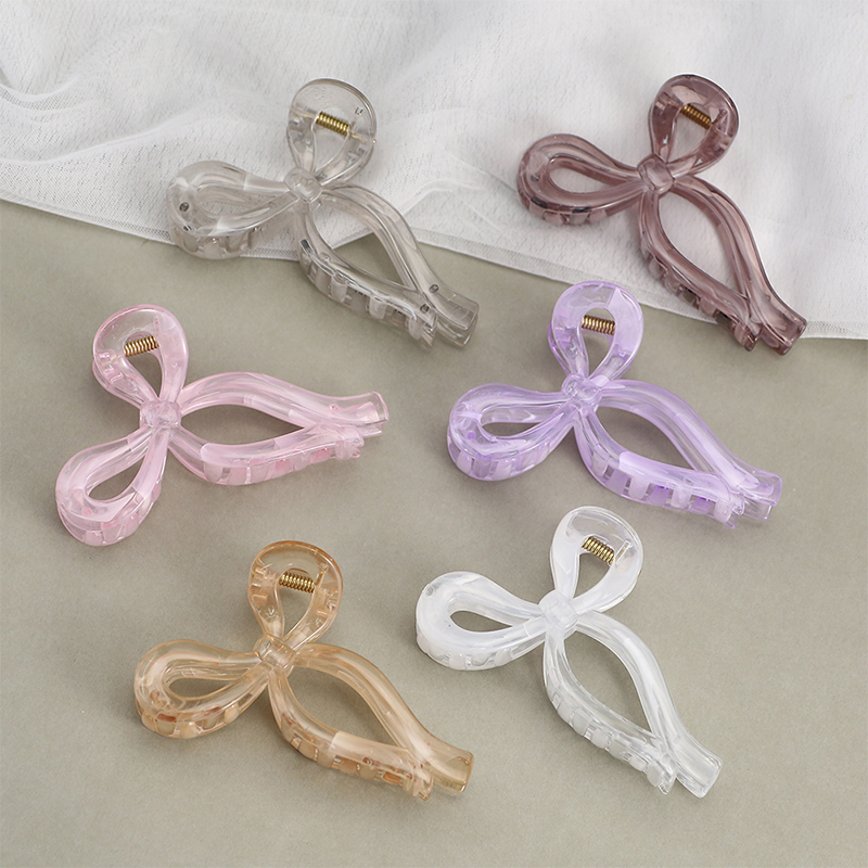 Bowknot Shiny Injected Plastic Hair Claw Clip
