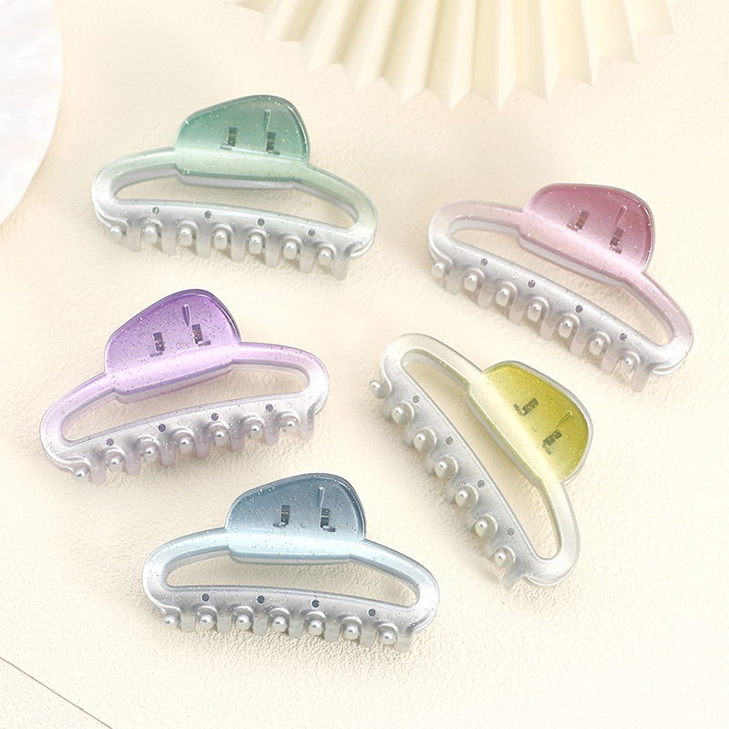Oval Butto Injected Plastic Hair Claw Clip