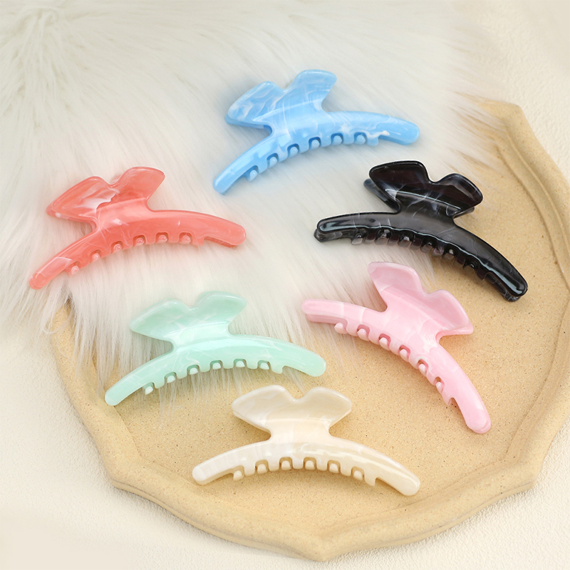 Plastic hair claw clip with long butterfly injection