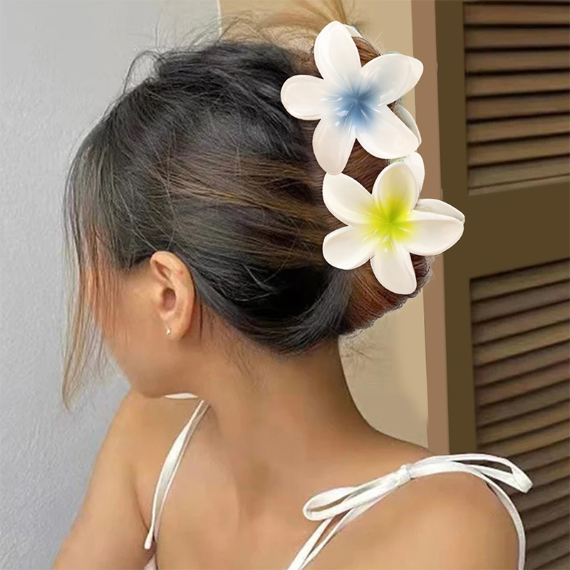 Plumeria Injected Plastic Hair Claw Clip